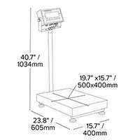 150 Pound (lb) Capacity and 19.7 x 15.7 Inch (in) Pan Size Washdown Scale - 2